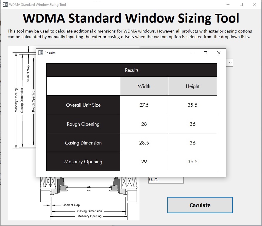 WDMA Standard Windows Sizing Tool 2